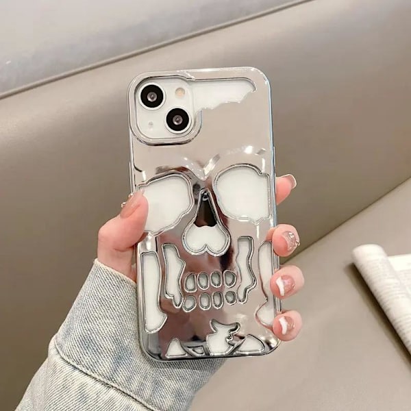 Metallic Skeleton Mobile Cover til iPhone 14 Plus - Premium besk Silver one size