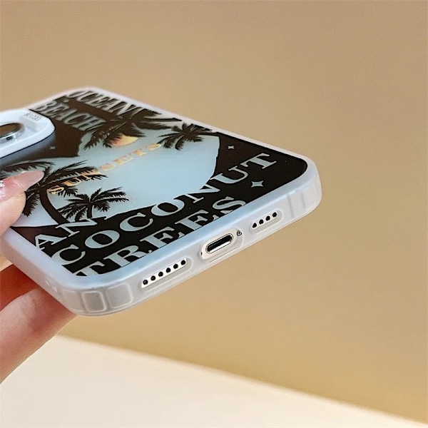 Cover til alle iPhone 15 modeller med palm sunset beach sea Black one size