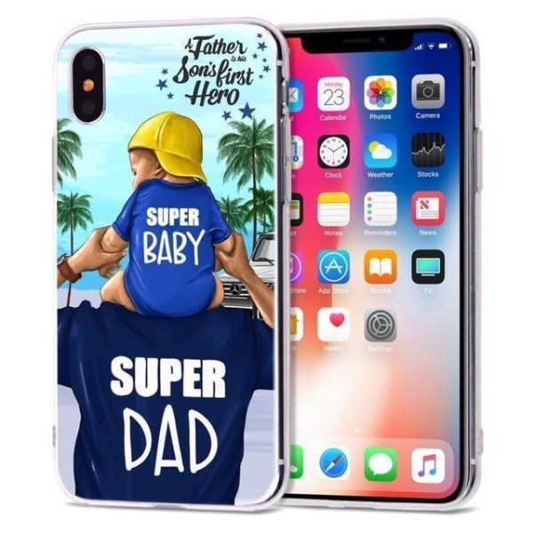 Super dad super baby fars dag present iPhone 13 12 Pro Max Mini MultiColor 13 Pro Max