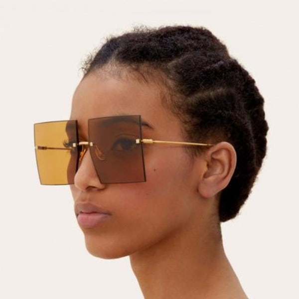 Store solbriller med firkantede glas i sort & brun germ 2022 Brown one size