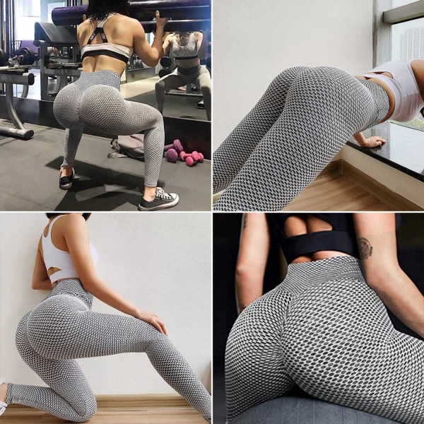 TikTok Leggings Dame Butt Lifting Workout Tights Plus Size Sport Grey L