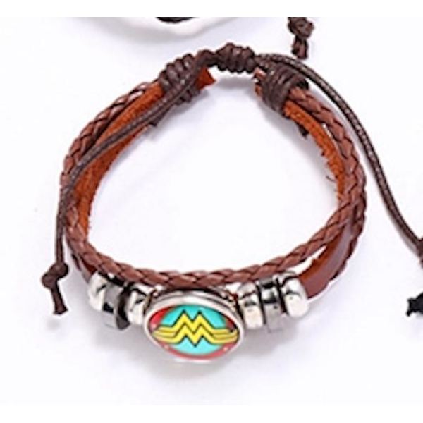 Handgjort armband brunt läder wonder woman symbol Brun one size