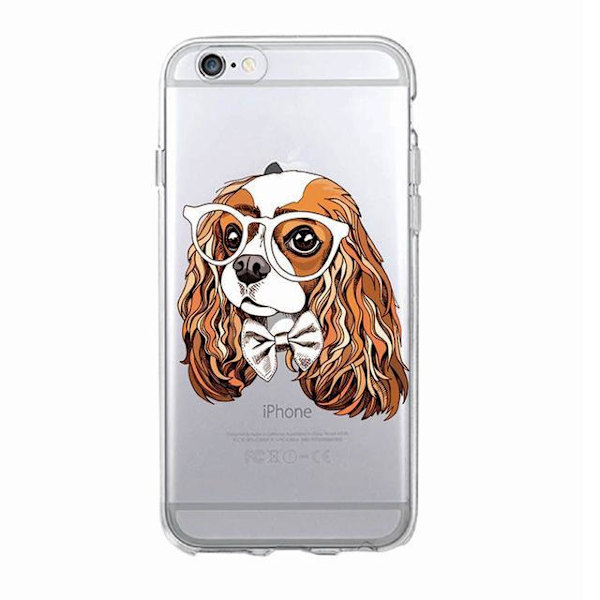 iPhone 12, 12 Pro & Max läpinäkyvä kuorikoira valkoisilla lasilla Transparent one size