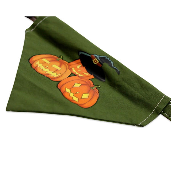 Kaulus koiralle Halloween-aiheisella kurpitsahuivihuivilla Green S