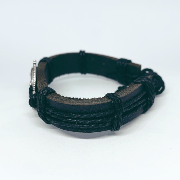 Handgjort armband i autentisk läder brun kompass män metall Brun one size