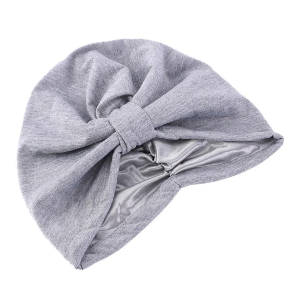 Turban med 2 lag hijabi sateng bomull flere farger Grey one size