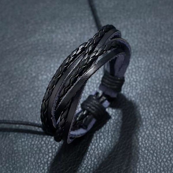 Handgjort flätat tvinnat armband för män äkta läder i stil brun Brun one size