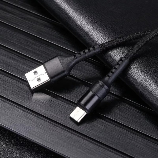 Flettet nylonoplader USB-C uforgængelig ubrydelig 5A samsung iPa Black one size