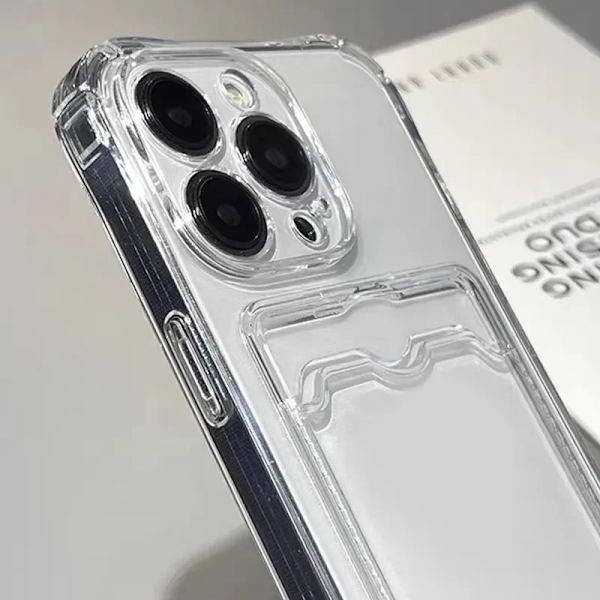 Skal för alla iPhone 15 modeller med plats för kort silikon stötdämpande Transparent one size