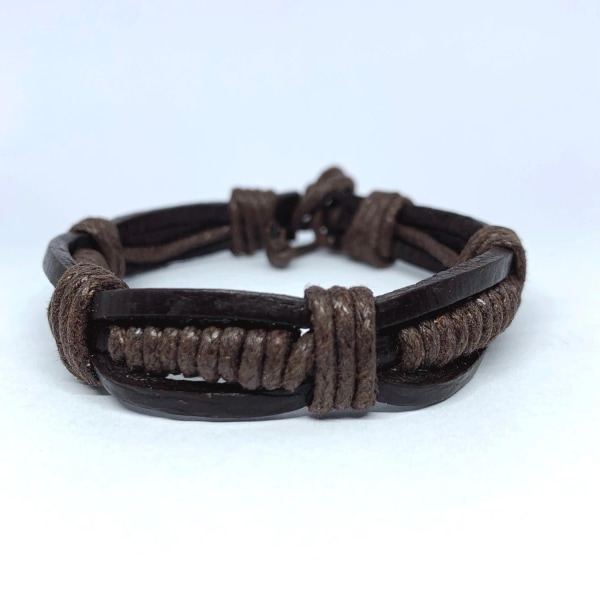 Unikt handgjort armband för män i brunt &amp; svart läder Brown one size