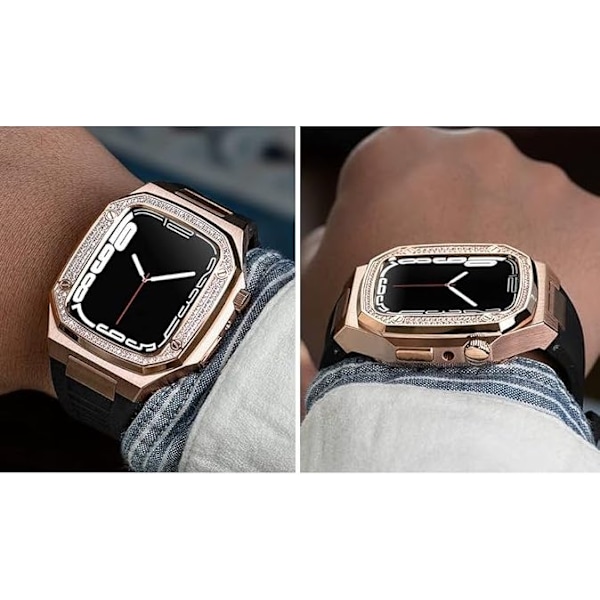 Noorzai S - Apple Watch Luxury kotelo ja nauha strassikivitimanteilla Pink gold
