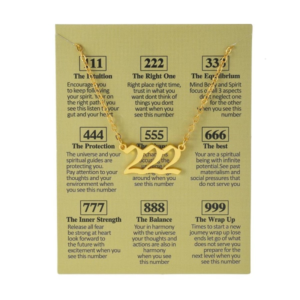 Guldbelagt halskæde engel nummer 222 betyder gave spirituel Gold one size