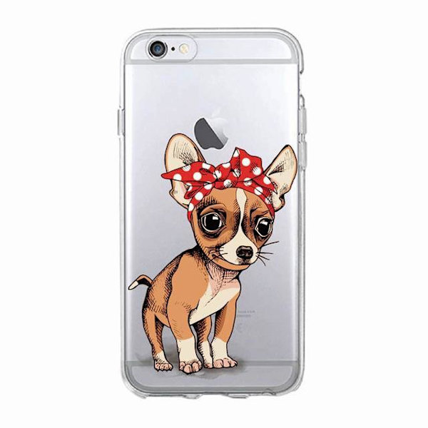 iPhone 12, 12 Pro & Max gennemsigtig skal chihuahua med bandana Transparent one size