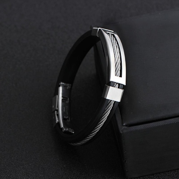 Miesten käsintehty rannekoru silikonilla Black one size