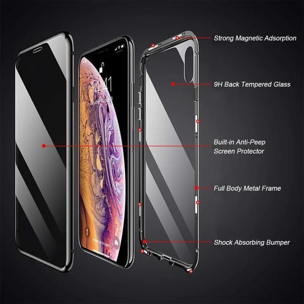 iPhone 14 Plus - 360 graders full beskyttelse med front og bakside - antispion Gold