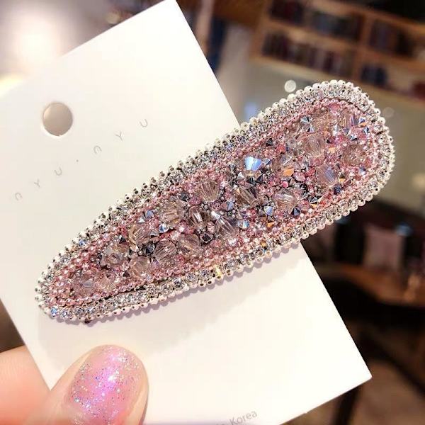 Handgjorda hårklämmor i tyg med pärlor, strass & diamanter Blue one size