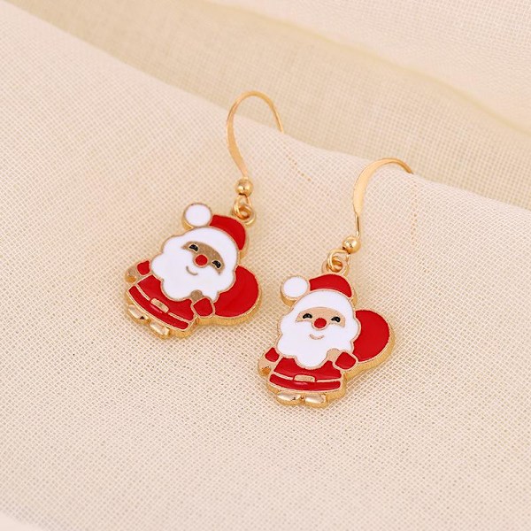 Smukke øreringe med søde julemanden guldbelægning rhinestones jul Red one size