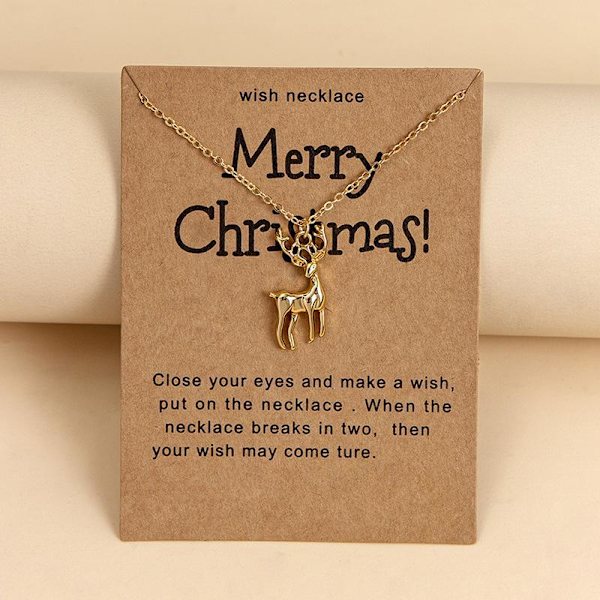 Julklapp med guldpläterat halsband jultomte julgran polkagris snö Gold one size
