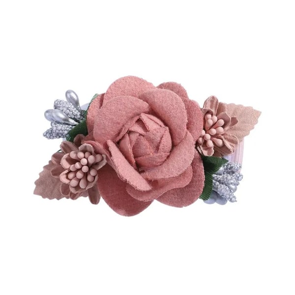 Vakker hårspenne for jenter med blomster roser blader Pink one size