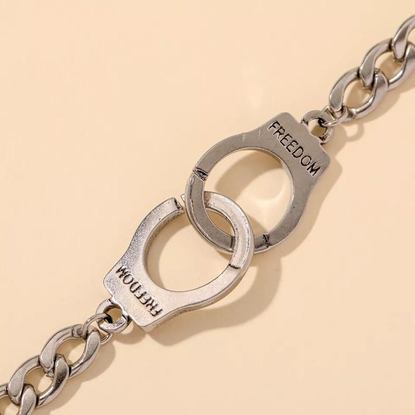Armbånd i rustfri stålkæde med håndjerns frihed Silver one size