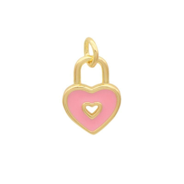 Kaulakoru sydämellä ja lukko, omistat sydämeni, useita värejä Pink one size