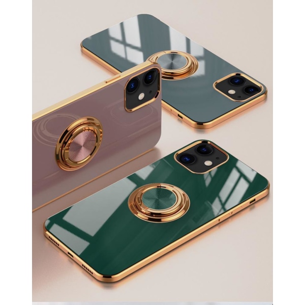 ‘iPhone 12 och iPhone 12 Pro‘ Skal Lyxigt Stilrent med ring stäl LightPink one size