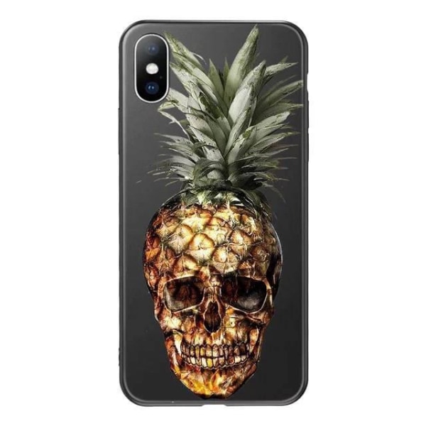 Fint deksel for alle iPhone 14-modeller ananasskjeletthodeskalle Black one size