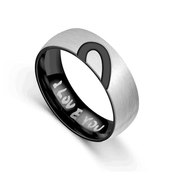 Matchende ringe til par med hjerter '' I love you '' rhinsten Black one size