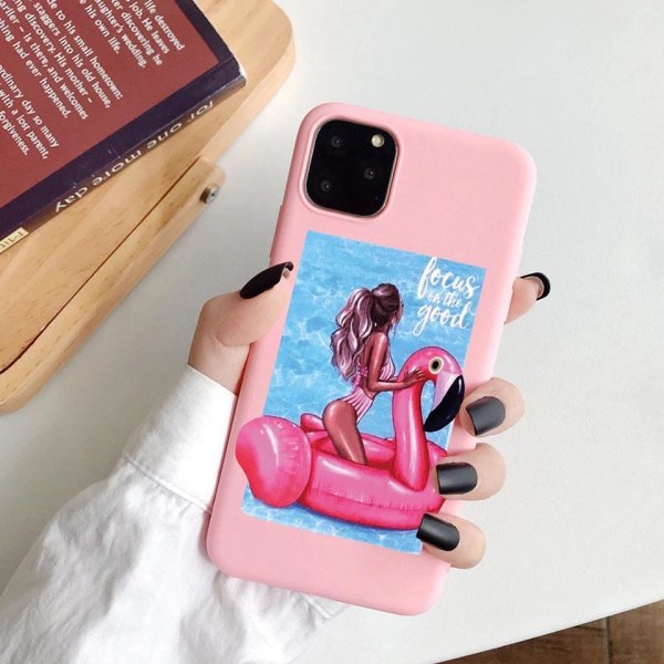 iPhone 12 & 12 Pro kuorivaikuttaja-allas vaaleanpunainen flamingo-matka Pink one size