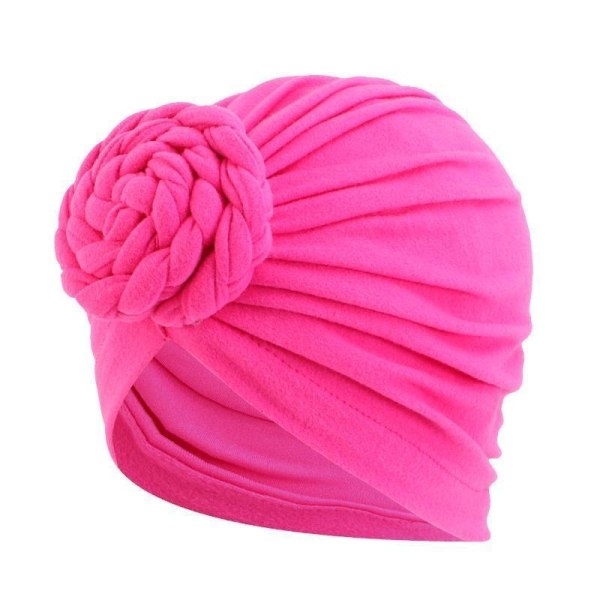 Luksuriøs turban med flettet donut unikt design flere farver Pink one size