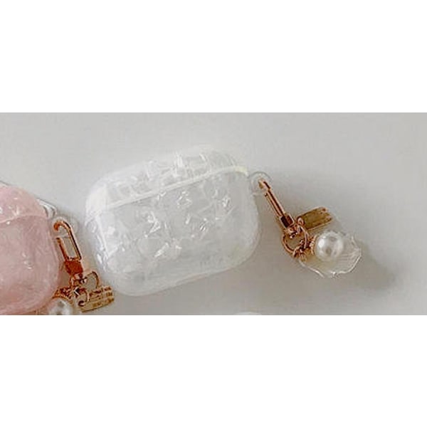 Airpods Pro skydd i artificiell pärlemor smycke med pärla Vit one size