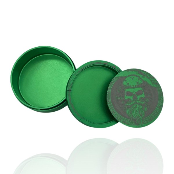 Grøn snusdåse i aluminium til alle snus skull viking Green