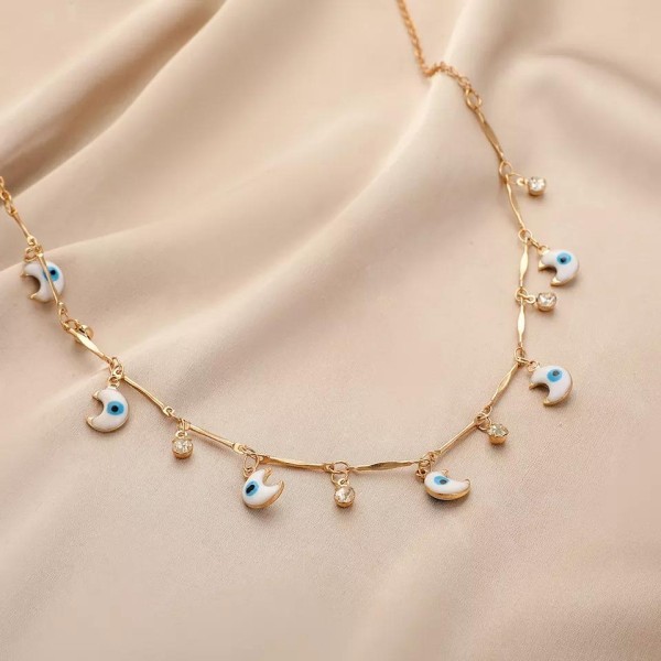 Oriental chain with nazar on moon gold marking collarbone Gold one size