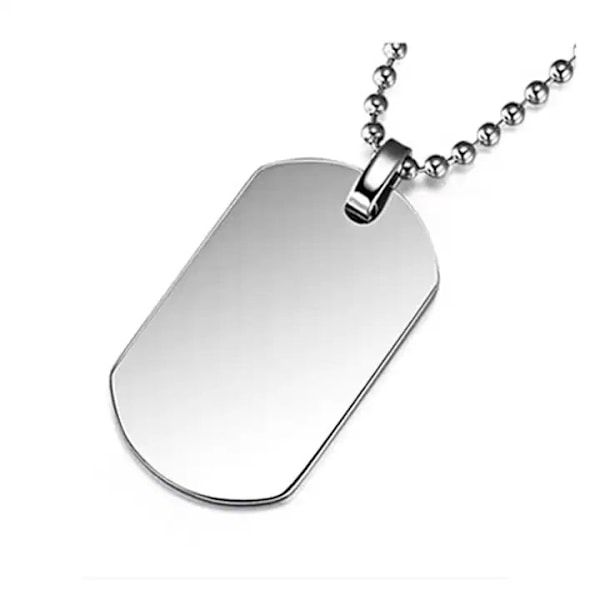 Kullattu miesten merkki yksinkertaisella ketjulla - 2 x 2,5 cm kultaa, hopeaa ja ruusukultaa Silver one size