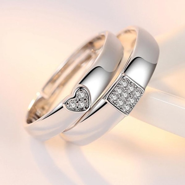 Matchande silverpläterade ringar med hjärta för män och kvinnor Silver one  size ec74 | Silver | Abstrakt & Geometriskt | Fyndiq