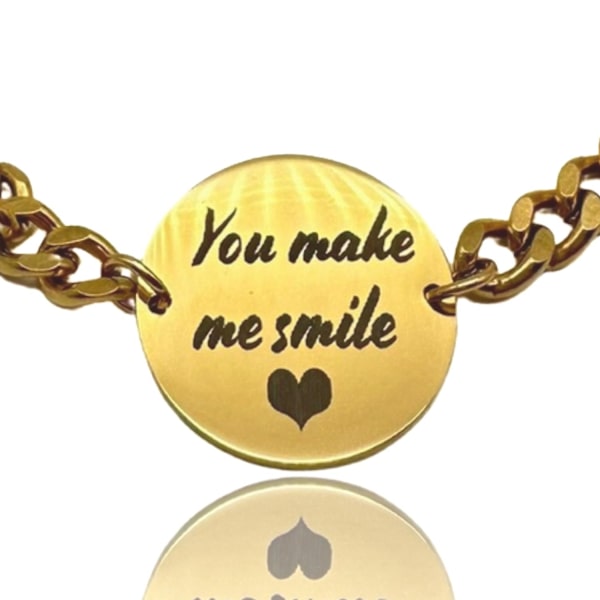 Bracelet in gold with the text "You make me smile" Valentine's Day gift Gold one size