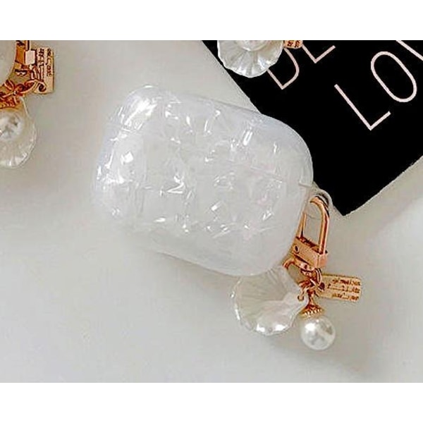 Airpods Pro skydd i artificiell pärlemor smycke med pärla Vit one size