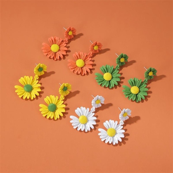 Sterling sølv daisy øreringe solsikke blomst flere farver Orange one size