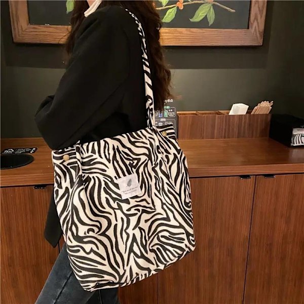 Foret stoftaske mulepose med rum vaskbar, miljøvenlig zebra White