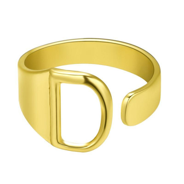 Forgyldt ring med minimalt justerbare bogstaver Gold one size