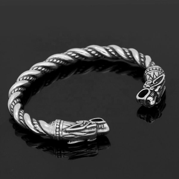 Noorzai S - Säädettävä kierretty rannekoru ruostumattomasta teräksestä kultaista lohikäärmettä Silver one size