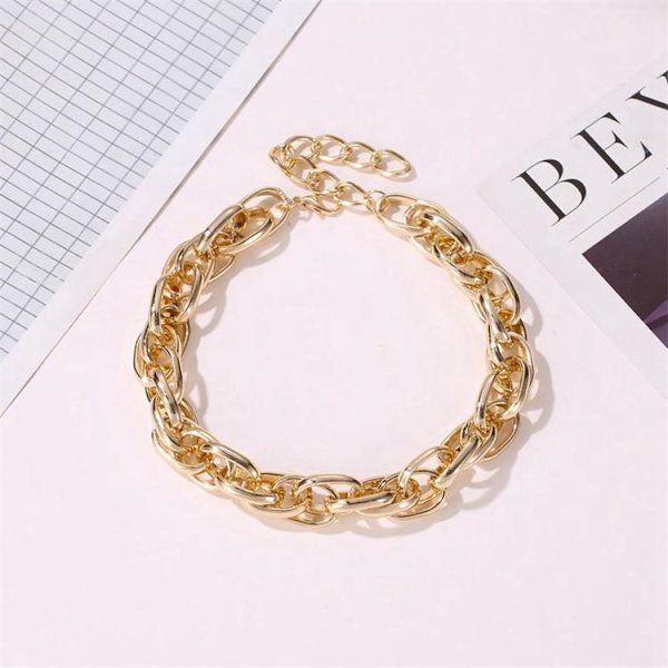 Forgyldt halskæde tyk kæde choker guld sølv dame Gold one size