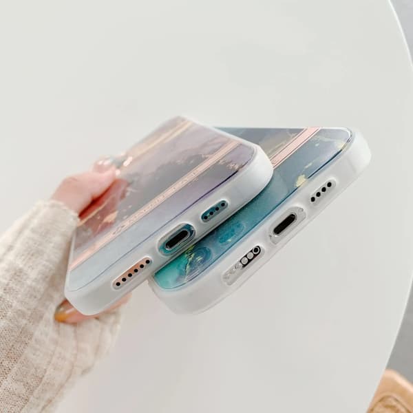 iPhone 13, Pro and Max Shockproof Case Elegant Marble and Rose Gold Details White 13 Pro 