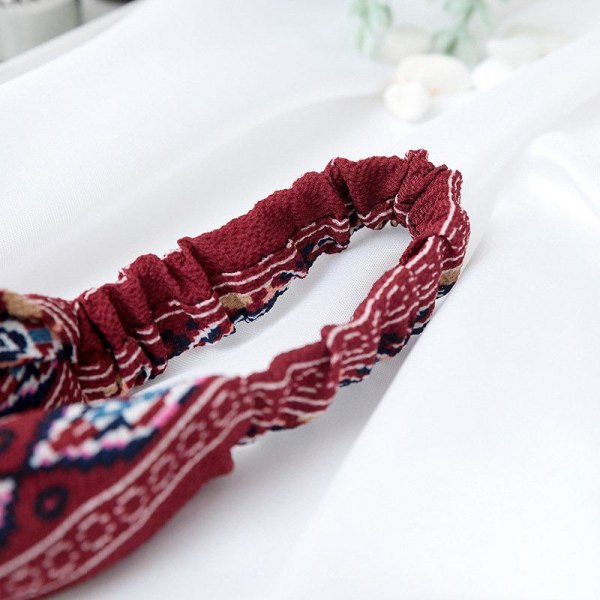Bohemiskt elastiskt hårband med vita linjer Röd one size
