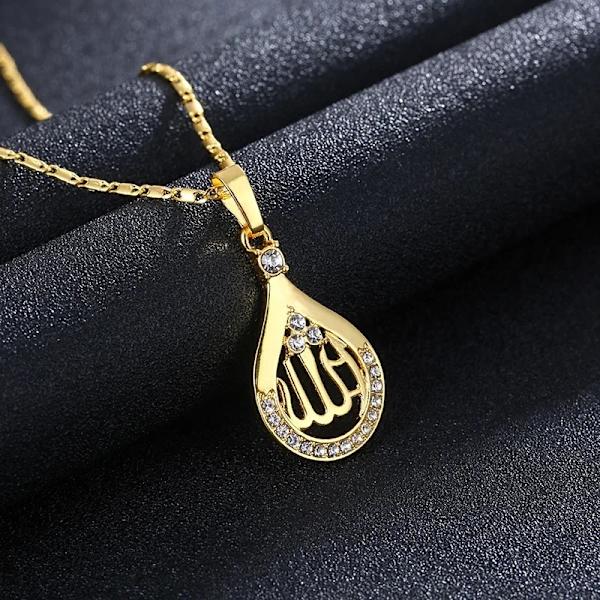 Klassinen kultainen kaulakoru Lähi-idän islamilainen vesipisara Allah Gold one size