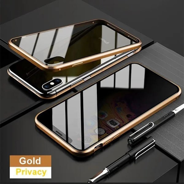 iPhone 14 Pro - 360 asteen täysi suoja edessä ja takana - anti spy Gold