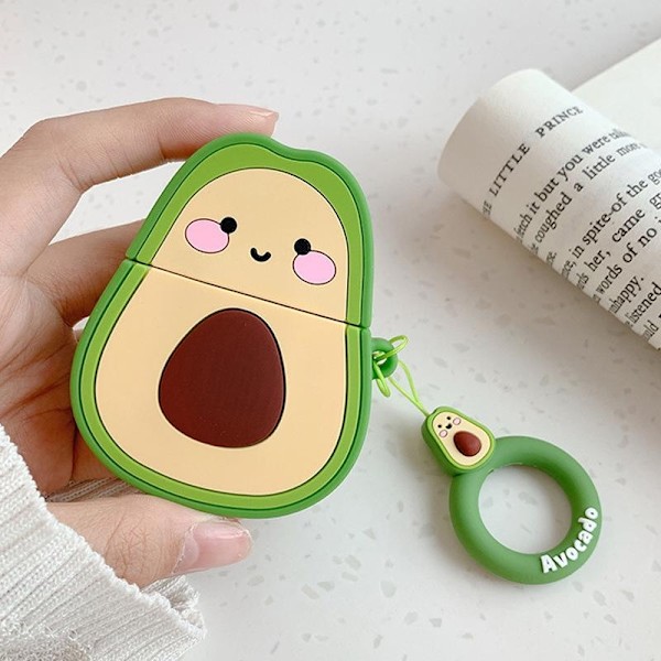 Airpods Pro skydd avokado i silikon med ring skal grön Grön one size