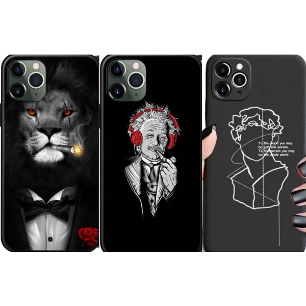 iPhone 12 & 12 Pro 3-PACK case lion Einstein Statue Grey one size