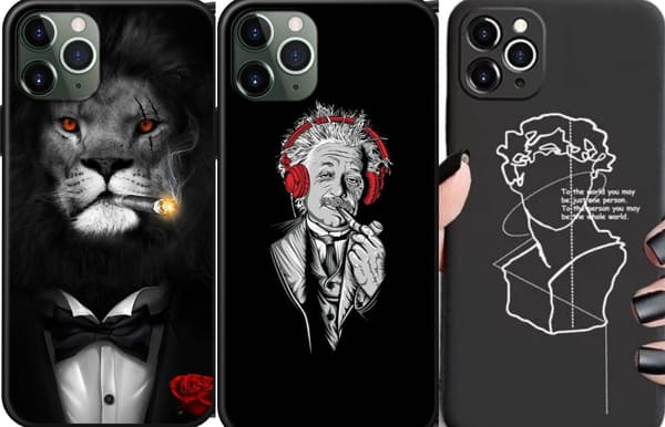 iPhone 12 & 12 Pro 3-PACK etui løve Einstein Statue Grey one size