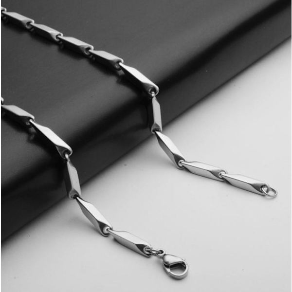Chain in stainless steel melon seed shaped choose from 3 different lengths Silver L